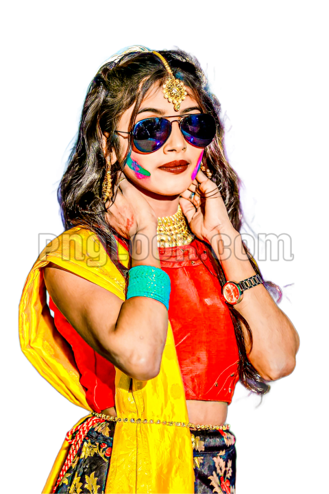 Cute Indian girl Holi celebrate image download