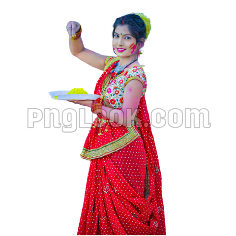 Photo  PNG of Indian girl celebrating Holi festival